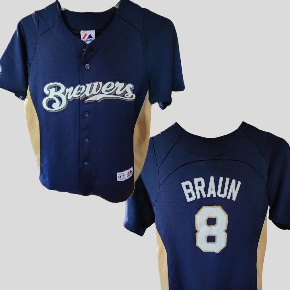 MAJESTIC MILWAUKEE BREWERS Authentic Collection Jersey MED Youth